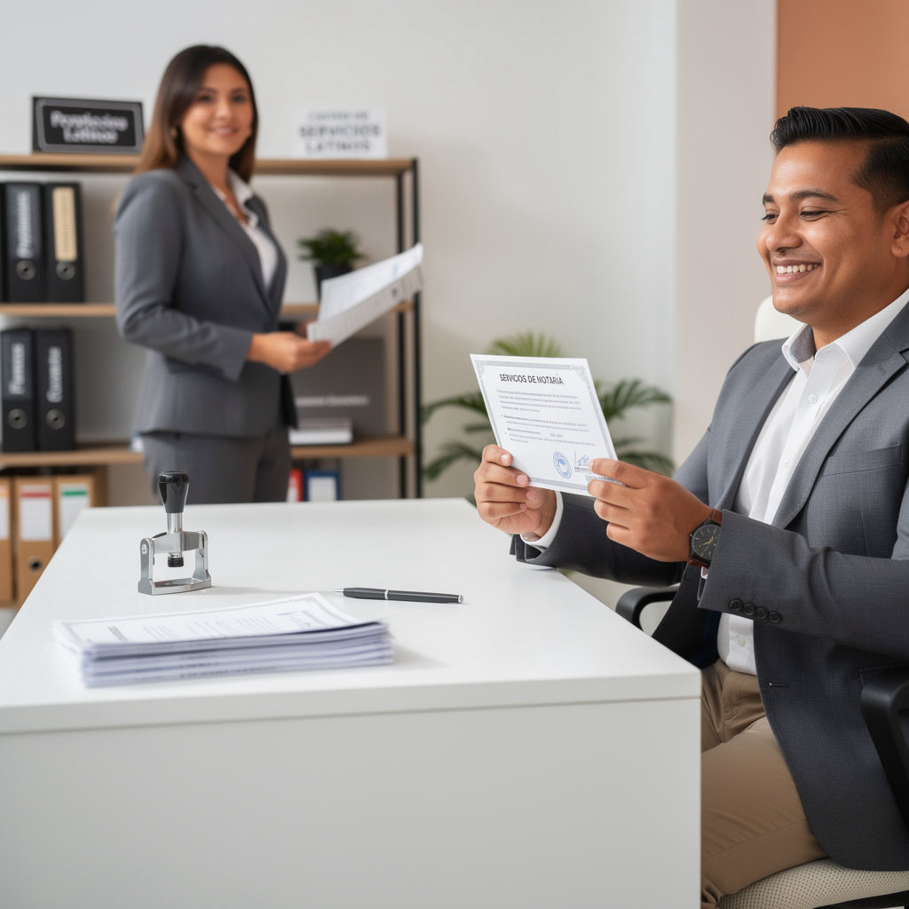 Centro de Latino Services team discussing documents with a client in a professional, trust-building setting